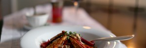 Beer-Braised Tempeh with Farro & Roasted Root Vegetables