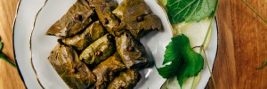 Stuffed Grape Leaves with Black Rice + Dried Blueberries