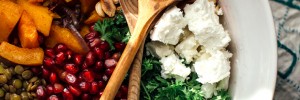 Lentil Salad with Roasted Butternut Squash, Chèvre + Pomegranate