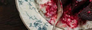 Wine Braised Beets with Goat Cheese Grits