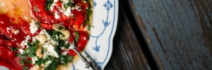 Roasted Red Pepper, Almond + Feta Salad