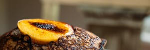 Buckwheat Pancakes with Maple Whiskey Soaked Peaches