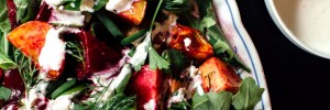 Marinated Beets + Roasted Potato Salad with Crème Fraîche Horseradish Dressing