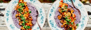 Purple Polenta with Roasted Eggplant Caponata