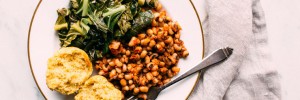 Collard Greens, Black Eyed Peas + Cornbread