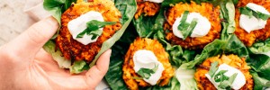 Sweet Potato Fritters in Little Lettuce Boats