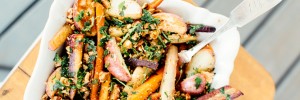 Roasted Carrots + Potatoes with Hazelnut Picada