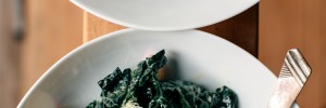 Kale with Quick-Pickle Apple, Gruyère Crisps, + Creamy Dijon Vinaigrette